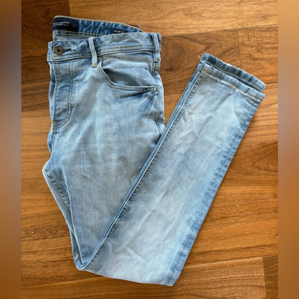 Scotch & Soda Blue Slim Jeans with Vintage Wash